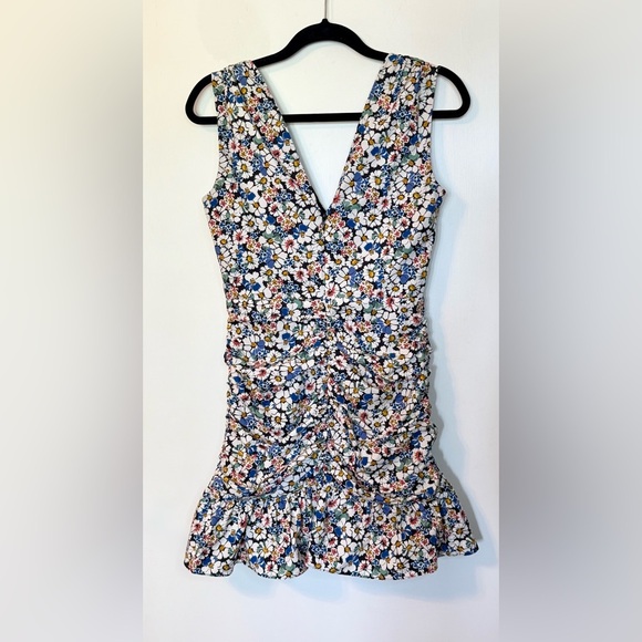 VERONICA BEARD Jackson Floral Ruched Sleeveless Mini Dress- Size 4 - Picture 8 of 10
